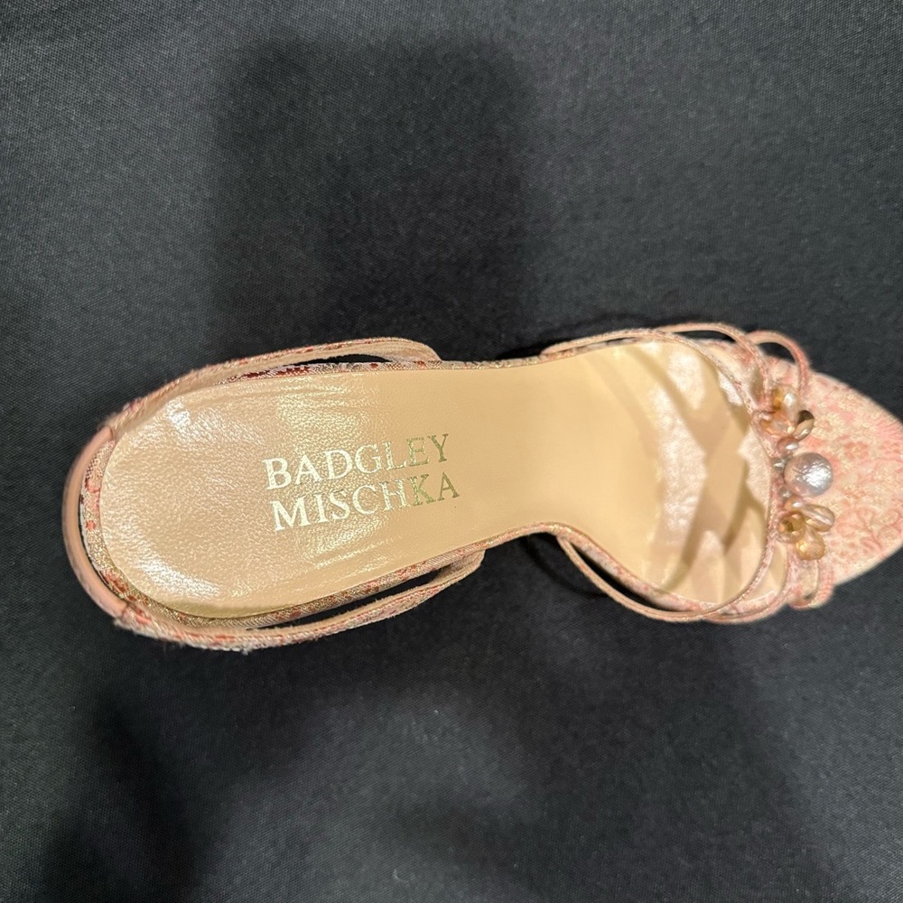 Badgley Mischka Pink Heels with Intricate Detailing - Picture 15 of 16